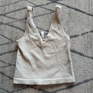 Nikibiki Cream Ribbed V-Neck Tank Top
